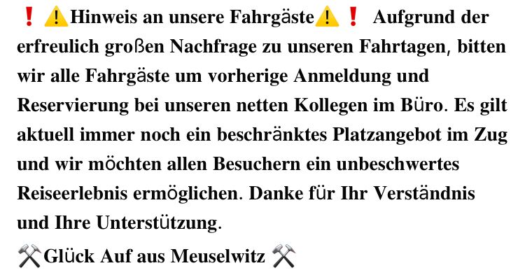 Allgemeine Information für Fahrgäste und Besucher