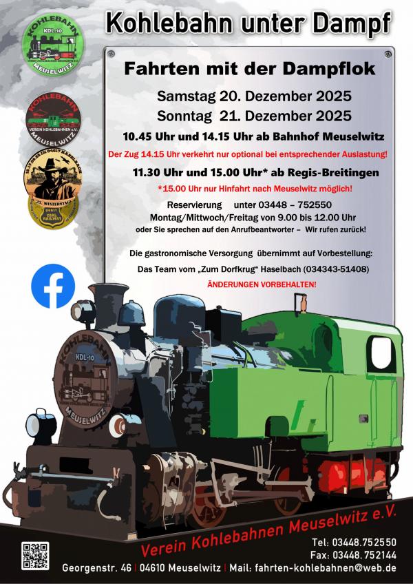 Fahrten mit Dampflok im Dezember 2025