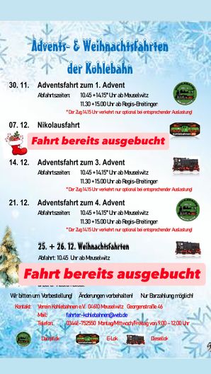 Advent- und Weihnachtsfahrten 2025
