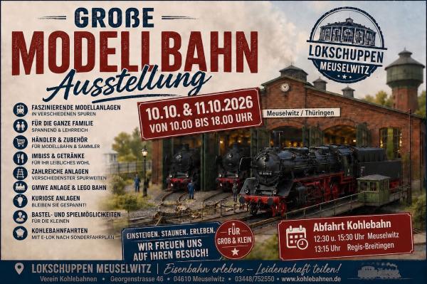 Große Modellbahn Ausstellung 10.und 11. Oktober 2026