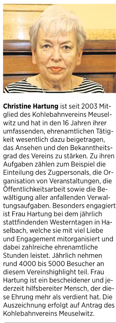 Auszeichnung für ehrenamtliche Vereinstätigkeit