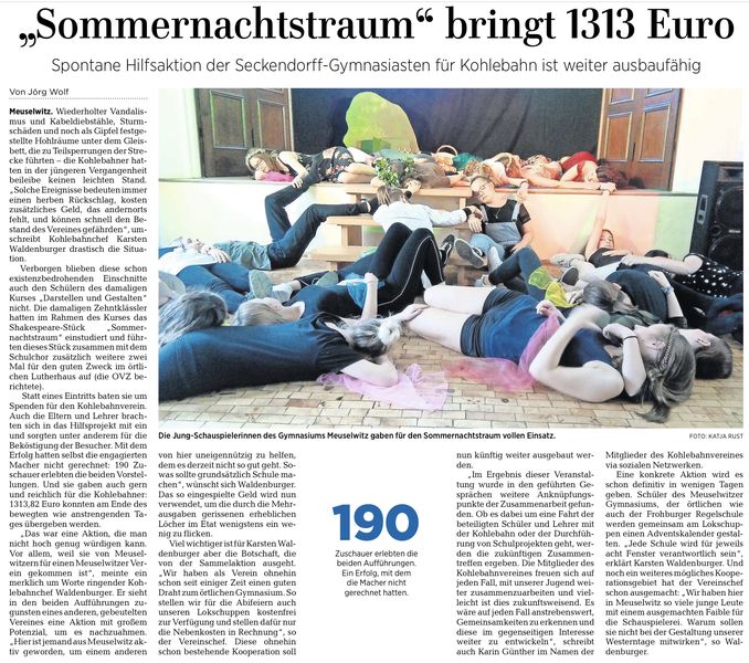 Artikel der Osterländer Volkszeitung 23.11.2019
