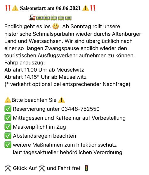 Kohlebahn Meuselwitz beginnt mit touristischem Ausflugsverkehr