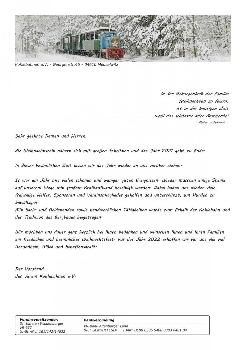 Weihnachtsgrüße zum Jahreswechsel 2021/2022