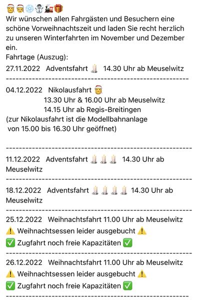 Winterfahrten im November und Dezember 2022