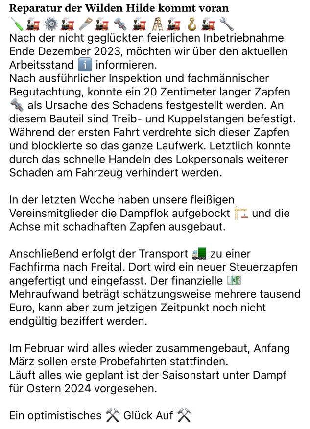 Information zur KDL-10 Dampflok