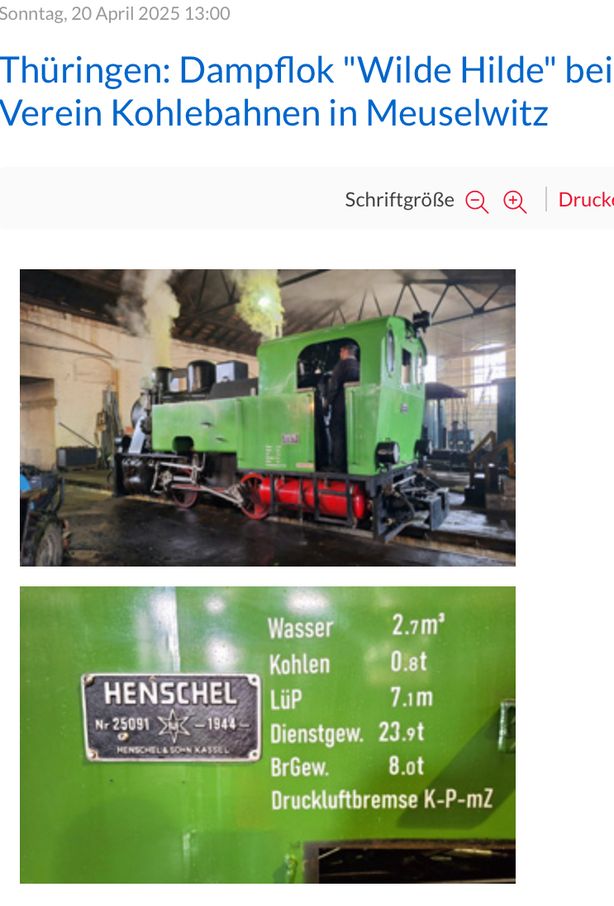 Artikel im Lok-Report: Dampflok