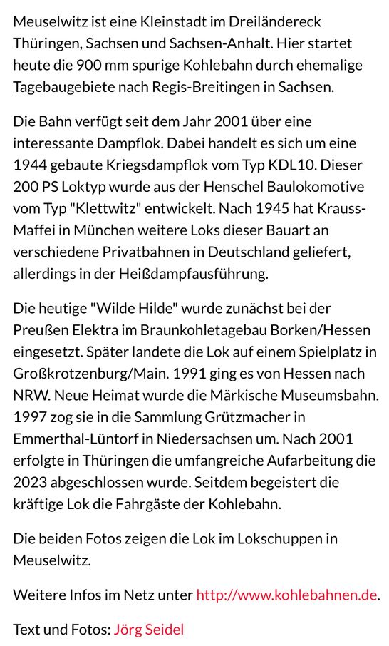 Artikel im Lok-Report: Dampflok