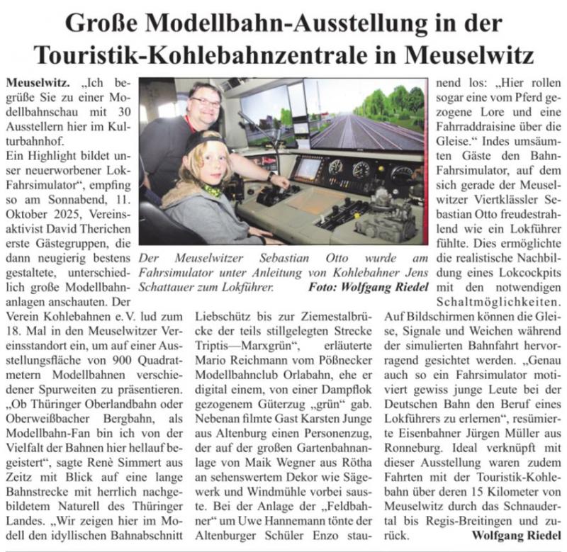 Zeitungsartikel Modellbahn-Ausstellung 2025